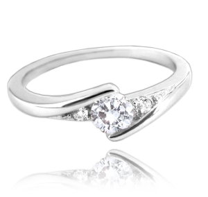 MINET Elegant silver ring with white zircons size 49 JMAN0046SR49