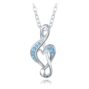 MINET Silver violin key necklace with blue cubic zirconia JMAS0254AN45