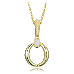 MINET Elegantný pozlátený strieborný náhrdelník so zirkónmi JMAS0323GN45