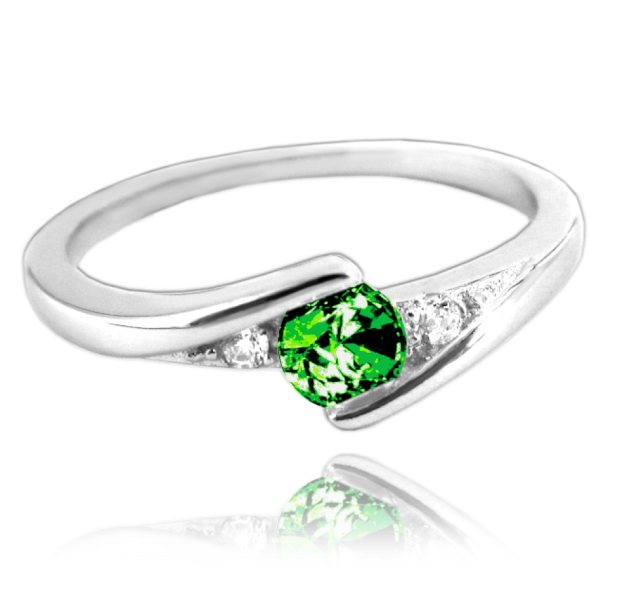 MINET Elegant silver ring with green cubic zirconia size 49 JMAN0046G