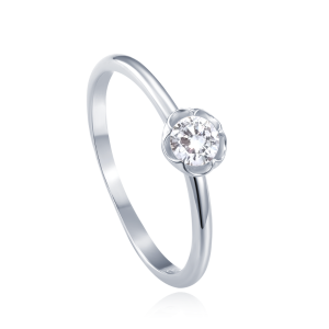 MINET Silver flower ring with white cubic zirconia size 50 JMAD0051SR50