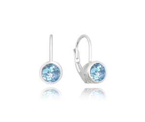 MINET Decent silver earrings with light blue cubic zirconia JMAS0096AE00