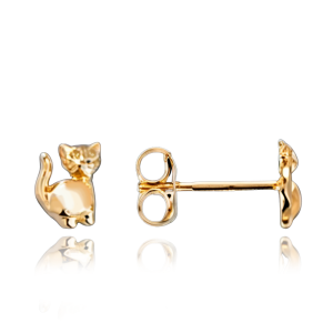 MINET Elegantné zlaté mačacie náušnice JMG0106WGE01