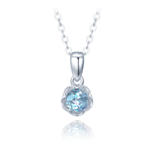 MINET Silver flower necklace with blue zircon JMAD0051AN38