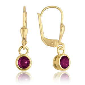 MINET Elegant gold earrings with burgundy zircons Au 585/1000 1.80g JMG0311RGE00