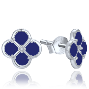 MINET JMAS7058BE01 Strieborné náušnice štvorlístok s lapisom