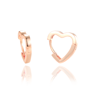 MINET Elegantné strieborné náušnice v tvare srdca z ružového zlata JMAS0236RE00