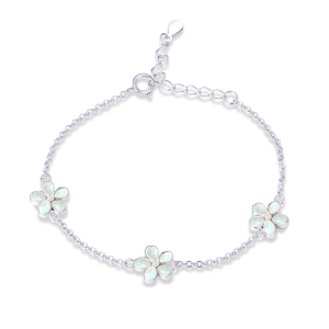 MINET Silver bracelet with white flowers JMAD0043WB14
