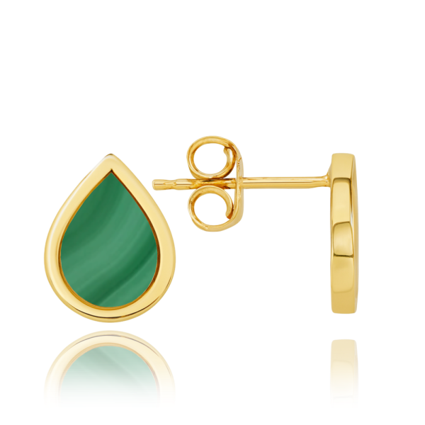 MINET Elegant gold drop earrings with malachite Au 585/1000 1.85g JMG0303GGE00