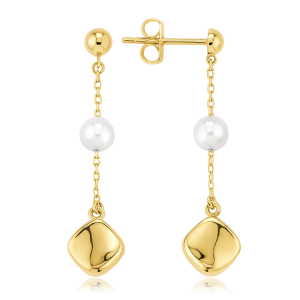 MINET Zlaté náušnice s řetízkem a perlou Au 585/1000 1,50g JMG0301WGE00