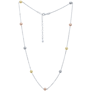 MINET Three-Tone Delicate Silver Necklace with Bead JMAS0342TN43