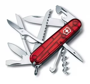 Vreckový nôž Victorinox Huntsman 1.3713.T Priehľadná Červená
