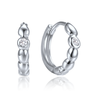 MINET Elegant silver hoop earrings with white zirconia JMAS0311SE00