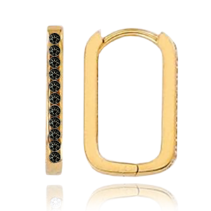 MINET Gold earrings rectangles with black zircons Au 585/1000 1,40g JMG0050BGE00
