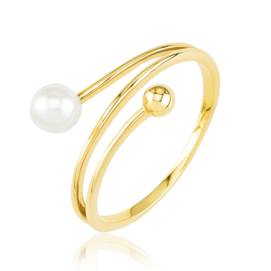 MINET Gold ring with ball and natural pearl Au 585/1000 size 59 - 1.75g JMG0084WGR59