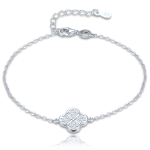 MINET Silver four-leaf clover bracelet with white zircons JMAS7058SB19