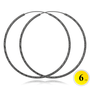 MINET Čierne leštené strieborné náušnice CIRCLES 6 cm JMAN0392BE06