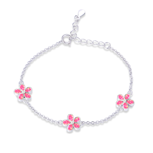 MINET Silver bracelet PINS with pink opals JMAD0043PB14