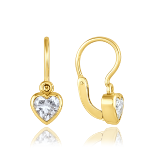 MINET Children's gold earrings with front heart clasp with white zircons Au 585/1000 1.15g JMG0237WGE01