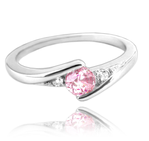 MINET Elegantní stříbrný prsten s růžovým zirkonem vel. 59 JMAN0046PR59