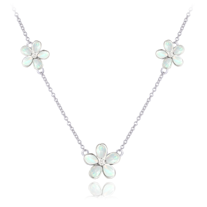 MINET Strieborný náhrdelník s bielymi opálmi JMAD0043WN38