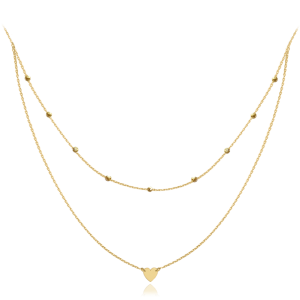 MINET Dvojitý zlatý náhrdelník so srdcom Au 585/1000 1,55g JMG0125WGN41