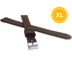LAVVU LSAXC08 XXL Extra-long stitched dark brown SPORT strap made of luxurious Top Grain leather – 8 mm XLL