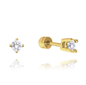 MINET Gold screw earrings with white zircons Au 585/1000 1,15g JMG0076WGE00