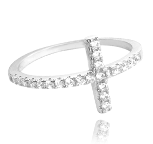 MINET Silver ring CROSS with white zircons size 50 JMAN0005SR50