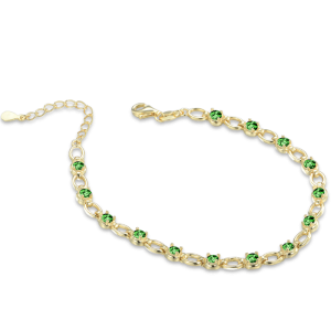 MINET Elegant gold plated silver bracelet with green cubic zirconia JMAS0253ZB17