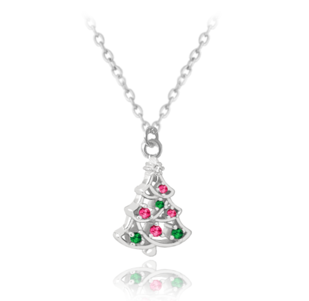 MINET Vánoční stříbrný náhrdelník CHRISTMAS TREE JMAS8044SN42