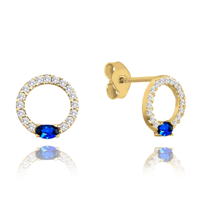 MINET Zlaté náušnice s bielymi a modrými zirkónmi Au 585/1000 0,90g JMG0023BGE00