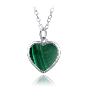 MINET Silver heart necklace with green malachite JMAN0551ZN45