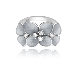 MINET Rozkvetlý stříbrný prsten FLOWERS s bílými zirkony vel. 49 JMAS5034WR49