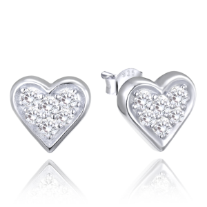 MINET Silver earrings hearts with cubic zirconia JMAN0479SE00