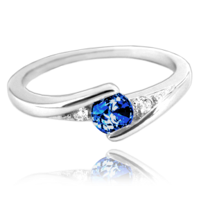 MINET Elegantní stříbrný prsten s tmavě modrým zirkonem vel. 59 JMAN0046MR59