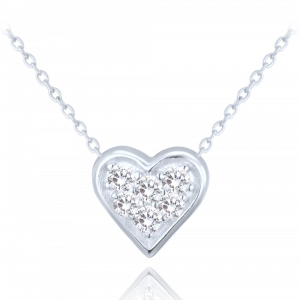 MINET Stříbrný náhrdelník srdce s bílými zirkony JMAN0479SN45