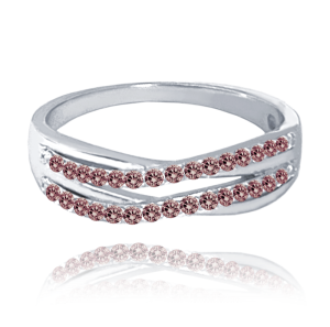 MINET Elegantní stříbrný prsten s červenými zirkony vel. 53 JMAS0196HR53