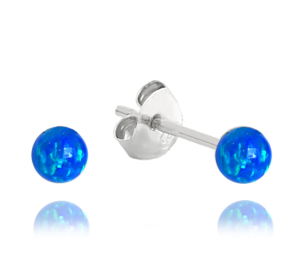 MINET Strieborné náušnice BALLS s tmavomodrými opálmi 3mm JMAS0151BE03