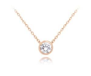MINET Decentní Rose gold stříbrný náhrdelník s bílým zirkonem JMAS0096RN45