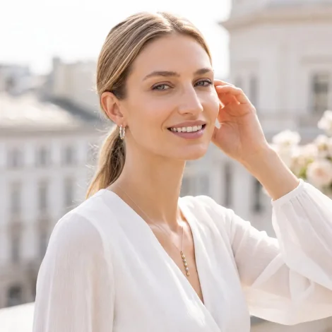 MINET Two-Tone Delicate Silver Earrings JMAS0346BE00