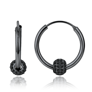 MINET Elegantné čierne rhodiované strieborné náušnice so zirkónmi JMAS0322BE00