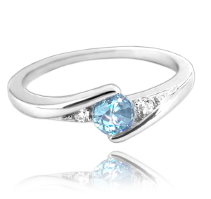 MINET Elegantný strieborný prsteň s modrým zirkónom veľkosť 61 JMAN0046BR61