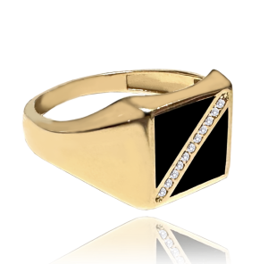 MINET Zlatý pánsky prsteň so zirkónmi Au 585/1000 veľkosť 62 - 4,00g JMG0134WGR92
