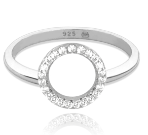 MINET Strieborný prsteň s bielym zirkónom veľkosť 67 JMAN0140SR67