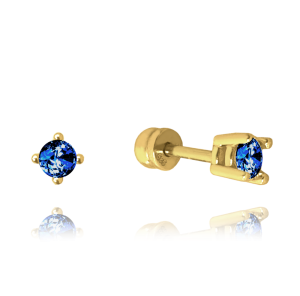 MINET Gold screw earrings with dark blue cubic zirconia Au 585/1000 1,10g JMG0076AGE00