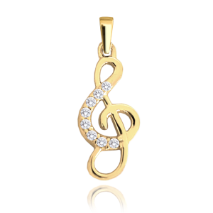 MINET Gold pendant violin key with white zircons Au 585/1000 1,20g JMG0115WGP01