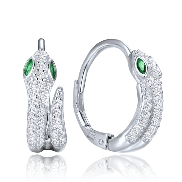 MINET Silver snake earrings with zircons JMAS0324SE00