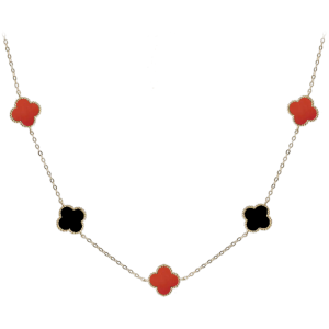 MINET Gold plated silver necklace with red agate and onyx Ag 925/1000 12,80g JMAS7043RN60