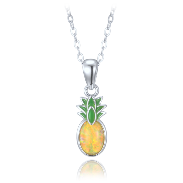 MINET Children's silver pineapple necklace with yellow opal JMAS8061YN42